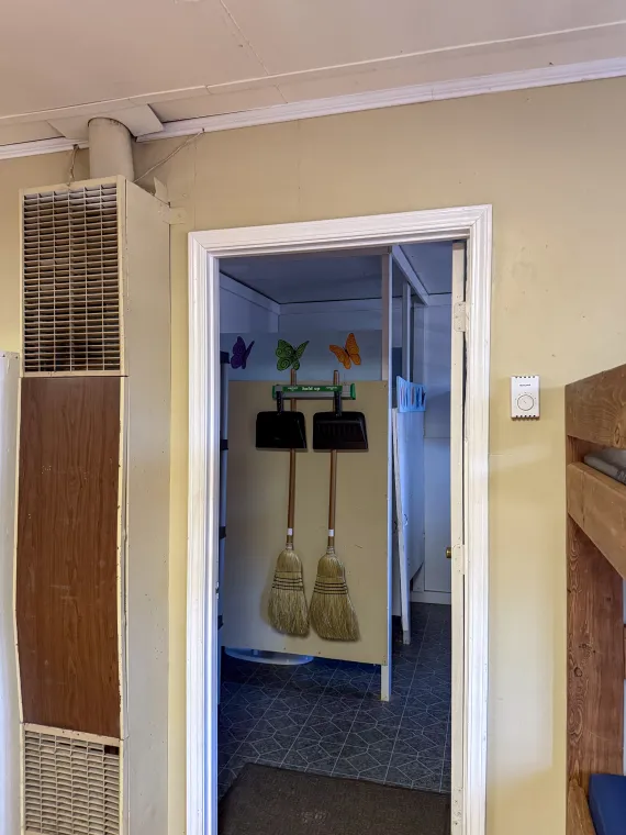 An image of the bathroom in one of the Butterfly cabins.