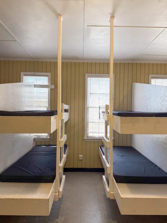 An image of the bunkbeds in the Hilton cabins.
